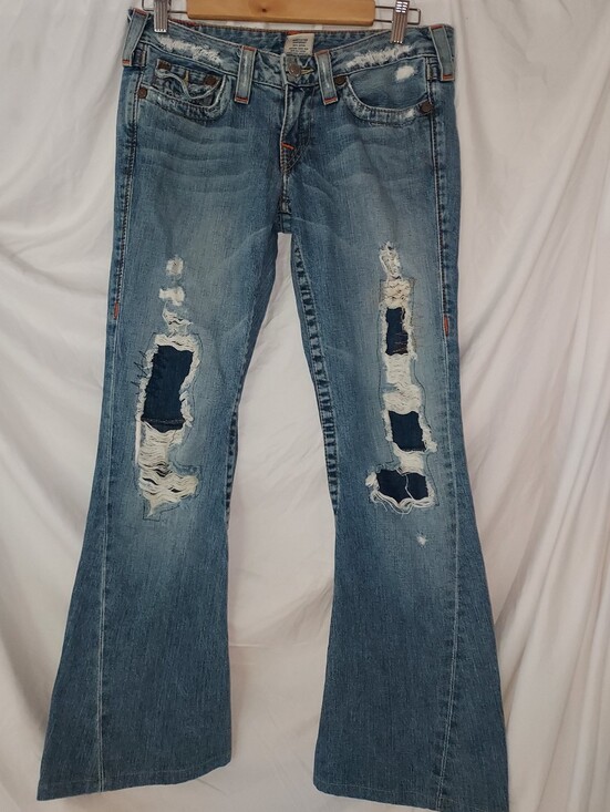 True Religion Denim - True Religion RARE Joey Bootcut Flare Jeans 28 Distressed Y2K Made in USA